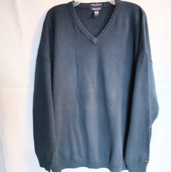 Gant Men's V Neck Pullover 100% Cotton  Blue Size XXL - Picture 3 of 12